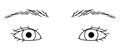 woman eyes, hidden double eyelid eyes, epicanthal fold, Almond eyes ,outline illustration Royalty Free Stock Photo